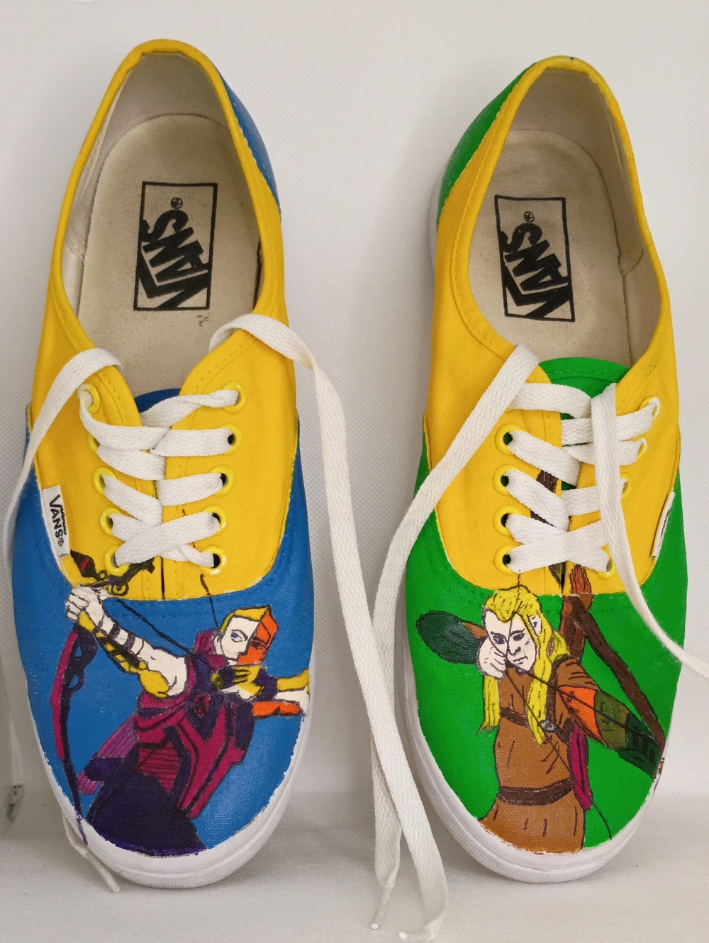 Vans Kids Yellow Blue Green Canvas Sneakers with Archer Graphic